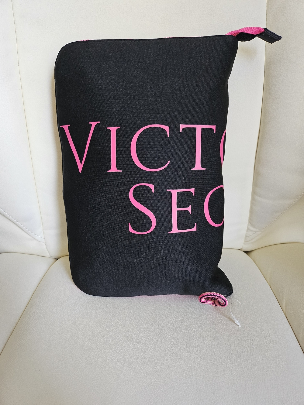 Victoria's Secret Black & Hot Pink Logo Pouch